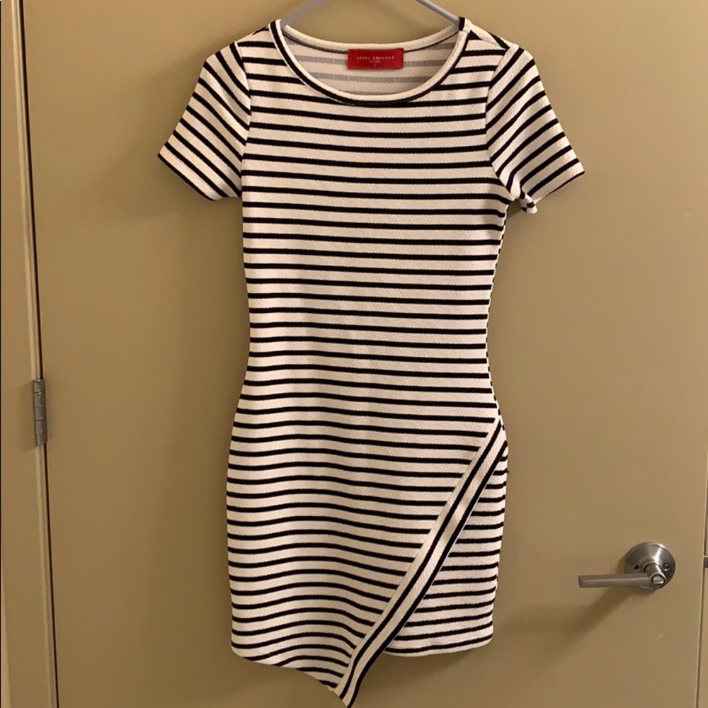 Black and white striped t-shirt dress